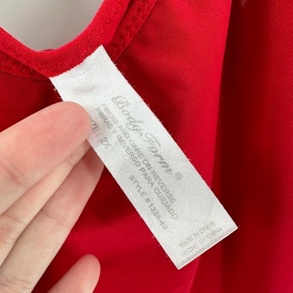 Body Form Red V-Neck Wide Strap Pullover Lace Hem Tank Top Women's Plus Size 2X - Picture 8 of 11